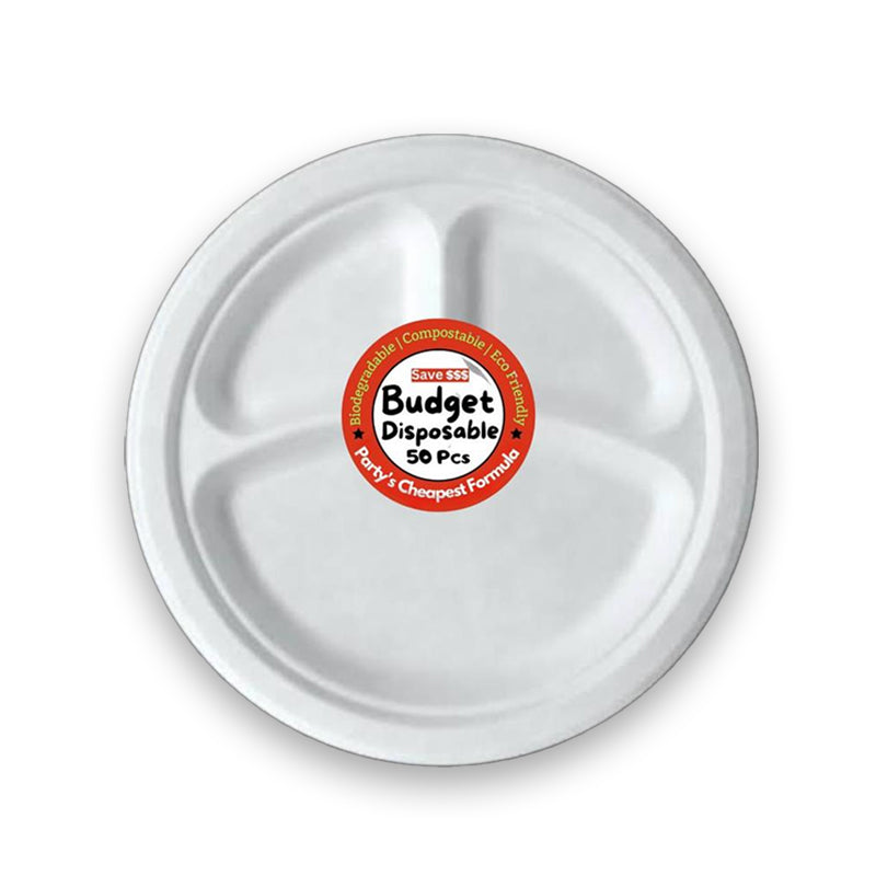 BUDGET DISPOSABLE 9"-3 COMP PLATE (50PCS) - $4.25 EA / CTN QTY: 10