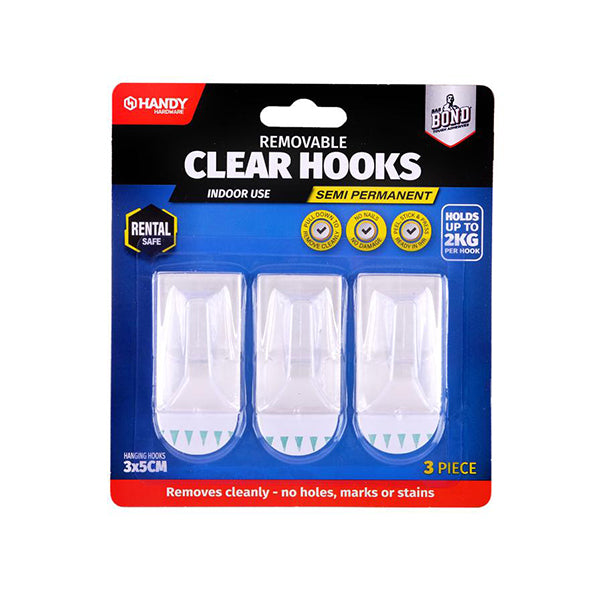 REMOVABLE HOOKS PLASTIC 3PK - $1.50 EA / CTN QTY: 12