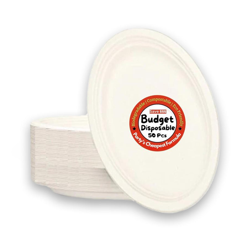 BUDGET DISPOSABLE EXTRA LARGE OVAL PLATE (50PCS) - $7.50 EA / CTN QTY: 10
