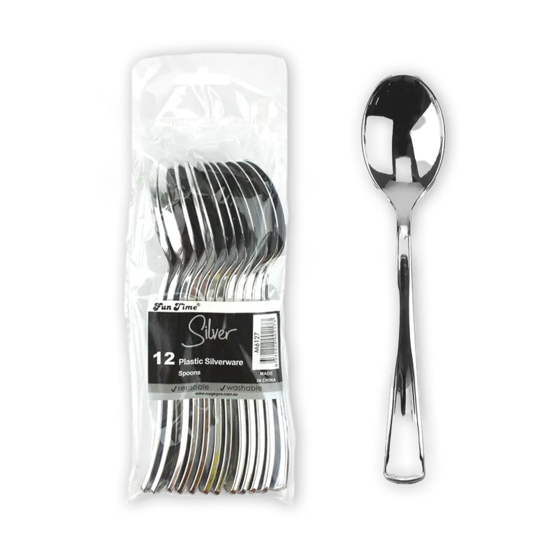 SILVER LOOK PLASTIC SPOONS 20PK - CTN QTY: 960