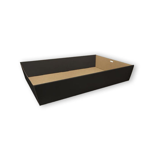 BLACK CORRUGATED RECTANGLE CATERING TRAY – MEDIUM PLUS - 5OPCS