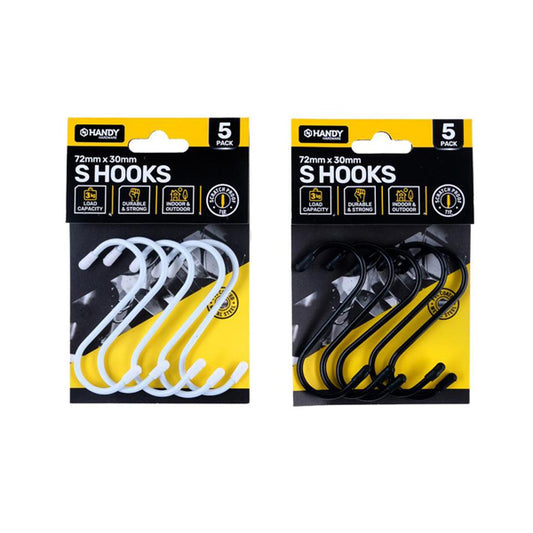 S HOOKS PVC COATED 72MM 30MM - $1.35 EA / CTN QTY: 12