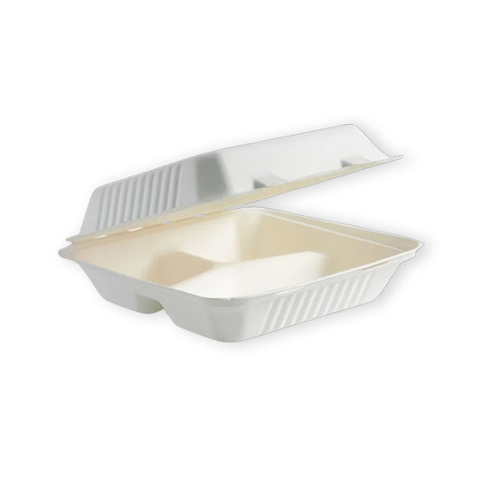 PLASTIC 9"/3 COMPARTMENTS DINNER CLAMSHELLS- 200 PCS