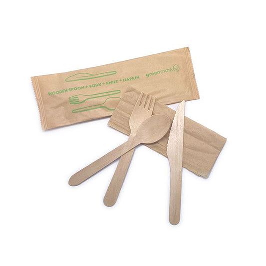 WOODEN SPOON, FORK ,KNIFE NAPKIN SET 400PCS