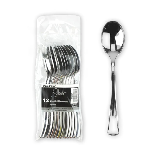 SILVER LOOK PLASTIC SPOONS